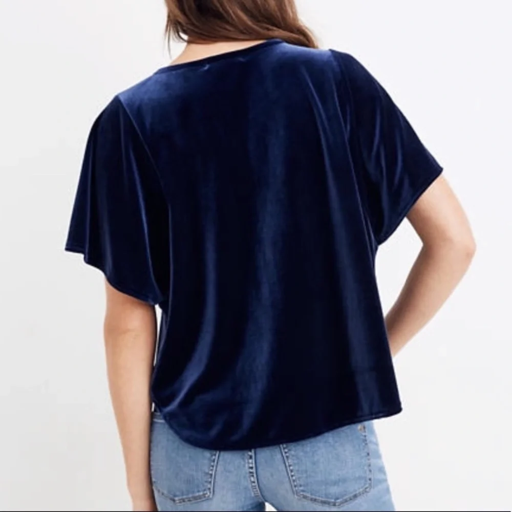 Madewell Velvet Butterfly Top (S) Blue Navy NWT - Picture 3 of 8